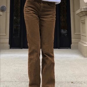 Talbots Petite Brown Corduroy Pants Cords Mid Rise